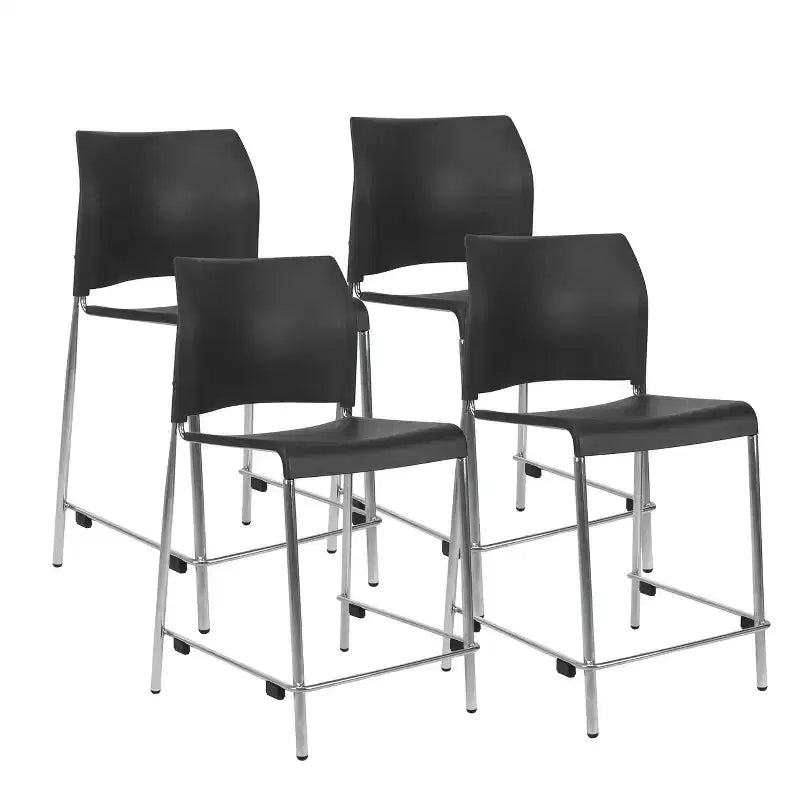 Set di 4 sgabelli da bar in plastica ad altezza bancone
