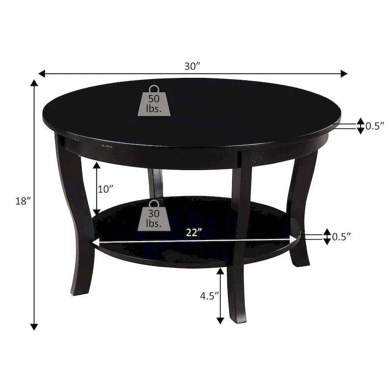Tavolino rotondo con ripiano