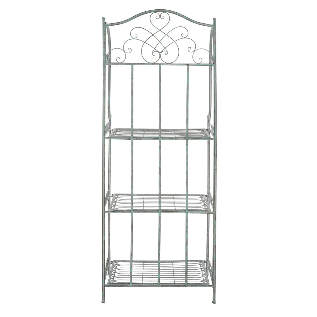 SAFAVIEH Bryn Scaffale da panettiere da esterno a 4 ripiani in ferro battuto vittoriano - 25 pollici L x 15 pollici P x 63 pollici H - 25 L x 15 P x 63 H