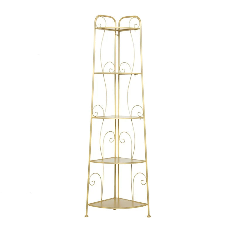 Scaffale pieghevole alto a 5 ripiani in metallo a spirale per interni ed esterni - Oro o Bianco - Roche River Decor