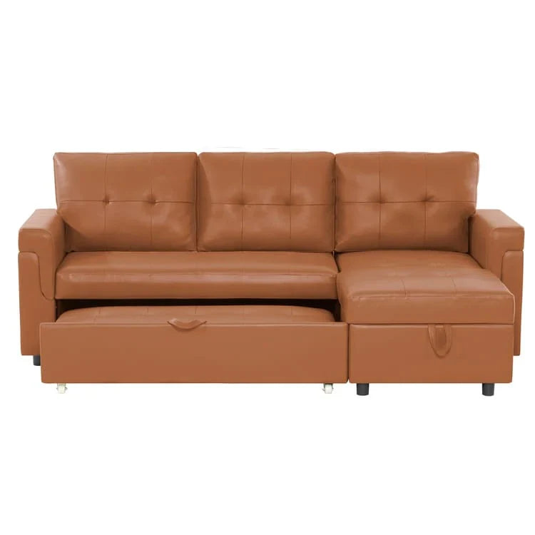 Divano sezionale reversibile con letto estraibile, chaise longue con contenitore nascosto, gambe durevoli,